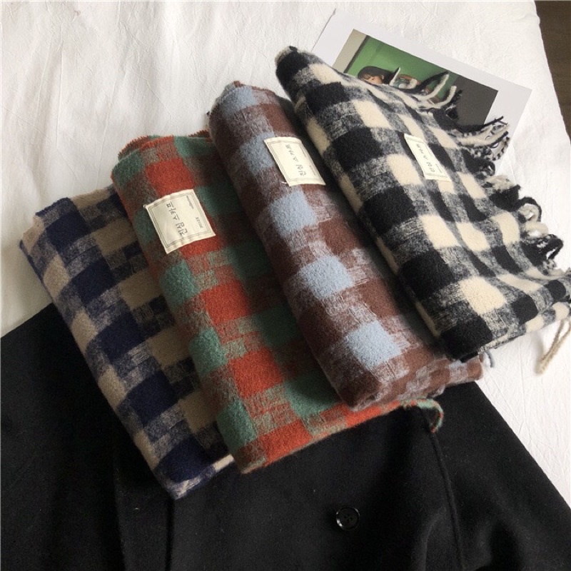 Khăn len dạ choàng cổ hoạ tiết caro phong cách Vintage Hàn Quốc 4 màu siêu hot - TinyShop