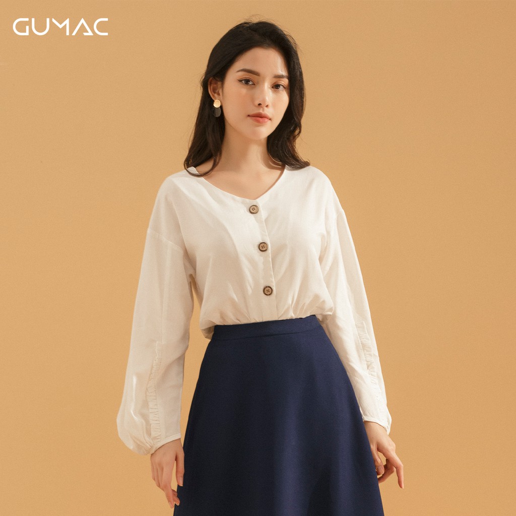 [Mã WABRGU100 giảm 15% đơn 249K tối đa 100k] Áo tay phồng nút gỗ AA764 GUMAC