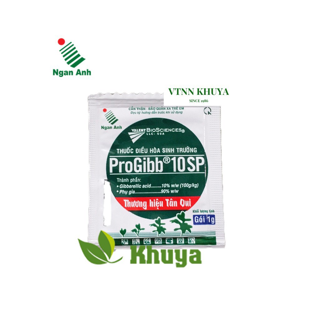 Chất kích thích điều hòa tăng trưởng GA3 Gibberellic ProGibb 10SP gói 1gr - nhiều hoa, trái to, trái ít hạt