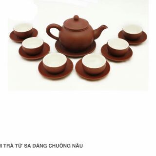 Bộ ấm trà tử sa chuông nâu