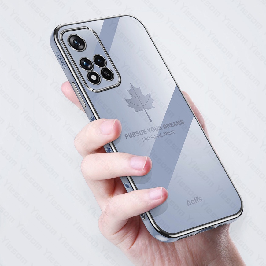 Ốp Điện Thoại Khung Vuông Mềm Chống Sốc Họa Tiết Lá Phong Sang Trọng Cho Xiaomi Redmi 10 10C 10A 9C 9A 9T 9 8A 8 7 5 Plus