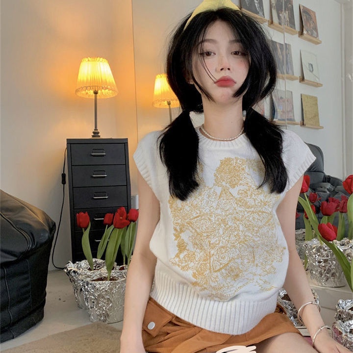 Áo Sweater Sát Nách Cổ Tròn Thời Trang Xuân Hè Cho Bé Gái