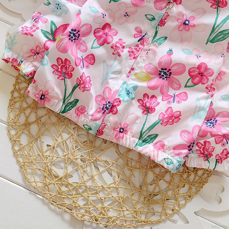 Áo khoác khóa kéo họa tiết hoa dễ thương cho bé gái