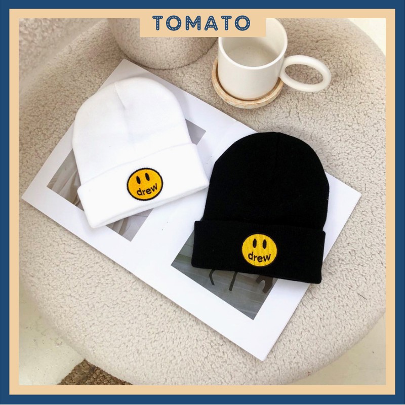 Mũ Len, Mũ Beanie, Nón Len Trùm Đầu Họa Tiết Mặt Cười Drew Phong Cách Hip Hop Năng Động Chất Lượng Cao