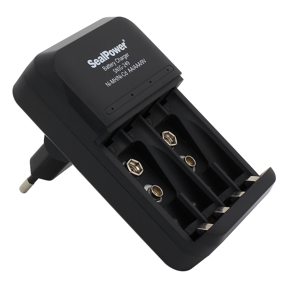 Máy sạc SealPower SNIG-249 kèm pin sạc AA 3000mAh /AAA 1000mAh/ 9V 300mAh,, sạc 4 kênh độc lập + 2 kênh 9V đa năng