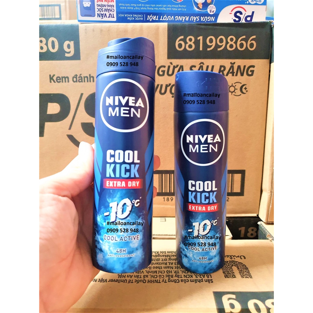 Xịt Khử mùi Nivea Men Cool Kich Extra Dry-Cool Active 150ml
