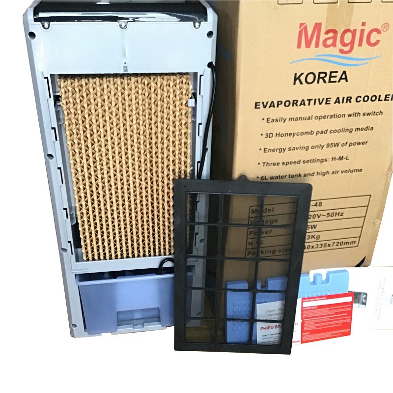 Quạt hơi nước làm lạnh không khí Magic Korea A48 | Công Suất 95W | Dung tích 6L | Tặng Bộ 5 Thố Inox