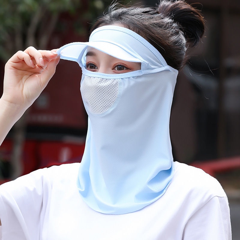 Mặt Nạ Chống Nắng Toàn Diện Bằng Lụa Mát Thoáng Khí Có Mũ Trùm Đầu