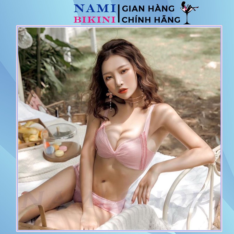 Bộ đồ lót cao cấp bộ bikini ren nơ siêu xinh áo lót nữ không gọng nâng ngực Nami | BigBuy360 - bigbuy360.vn