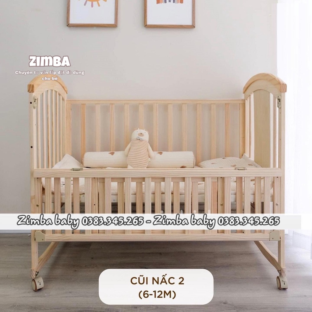 Nôi cũi gỗ đa năng cho bé 6in1 MonMon có màn và bánh xe, tặng quà phụ kiện kèm theo sử dụng cho bé từ sơ sinh đến 6 tuổi