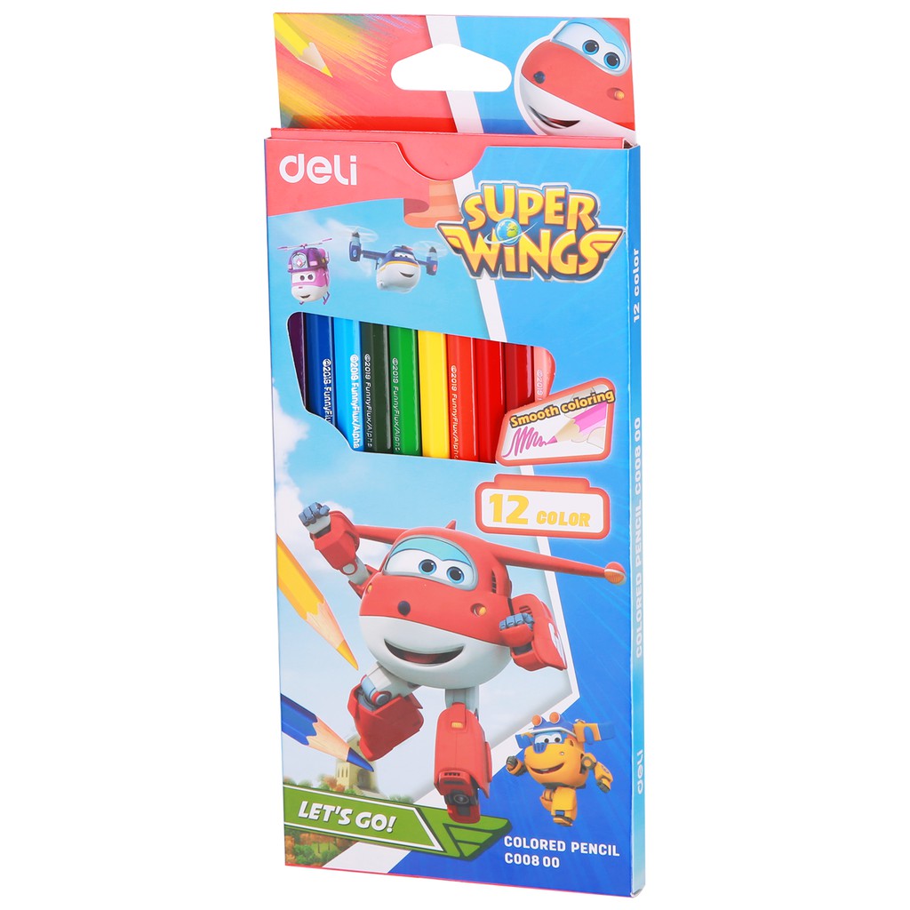 Bút chì màu học sinh Deli - Superwings - EC00800/EC00810/EC00820/EC00830