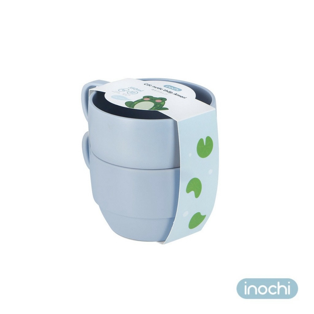 Set 2 cốc (cao/thấp) uống nước trẻ em Inochi Amori - Nhựa nguyên sinh cực kỳ an toàn - hàng xuất Nhật