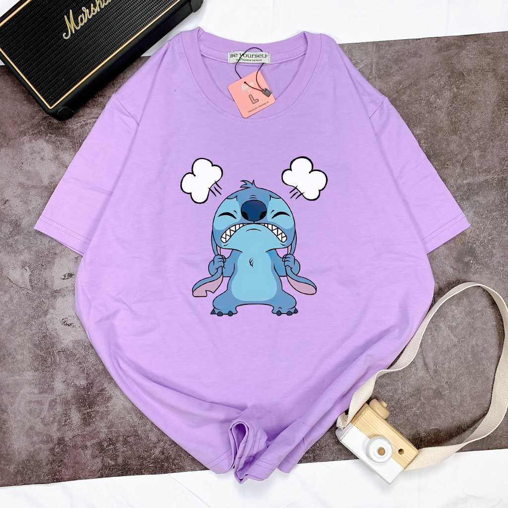 - ÁO THUN TAY NGẮN STITCH ANGRY UNISEX ĐỦ SIZE M L XL HÌNH THẬT TỰ CHỤP