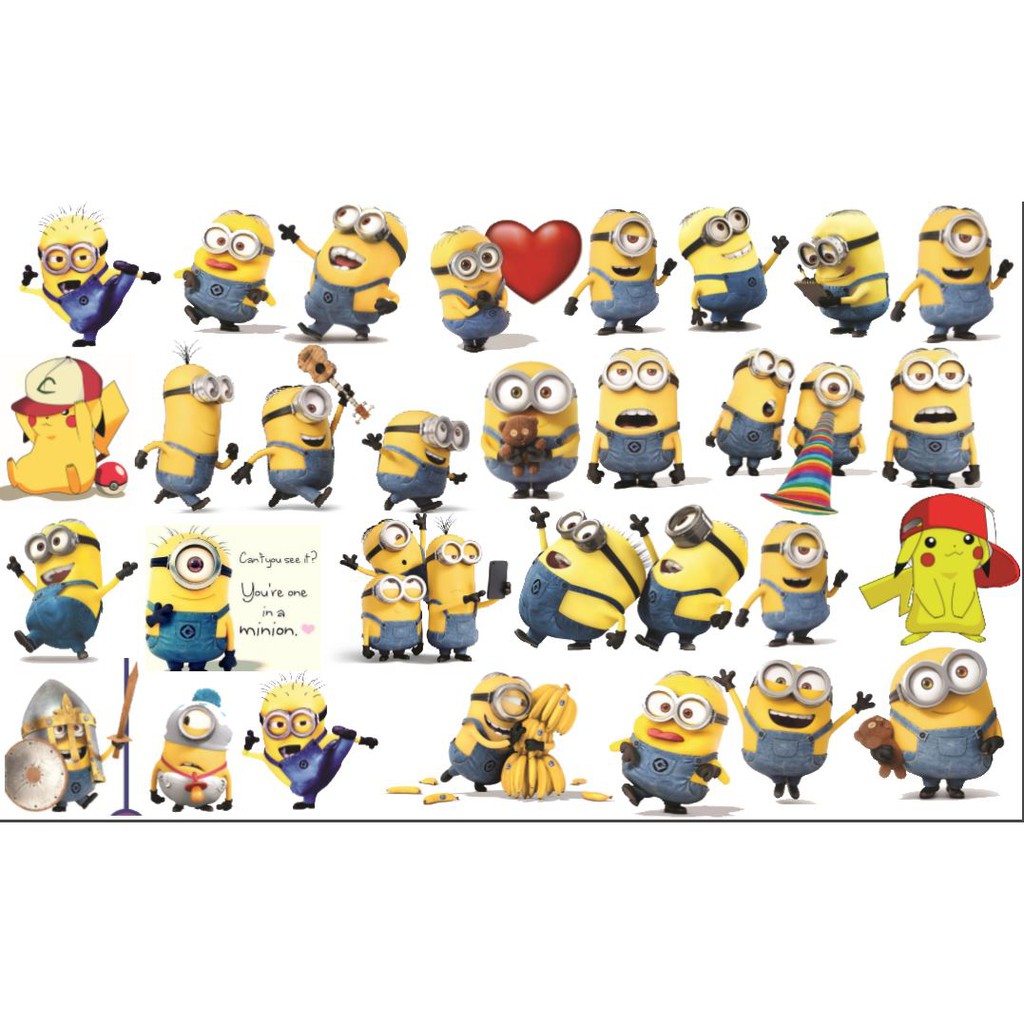 STICKER Minion dán Vali, xe, barber shop, Mũ bảo hiểm , macbook, đàn, tường... Nhập mã GIẢM GIÁ 15k khi mua từ 3 set