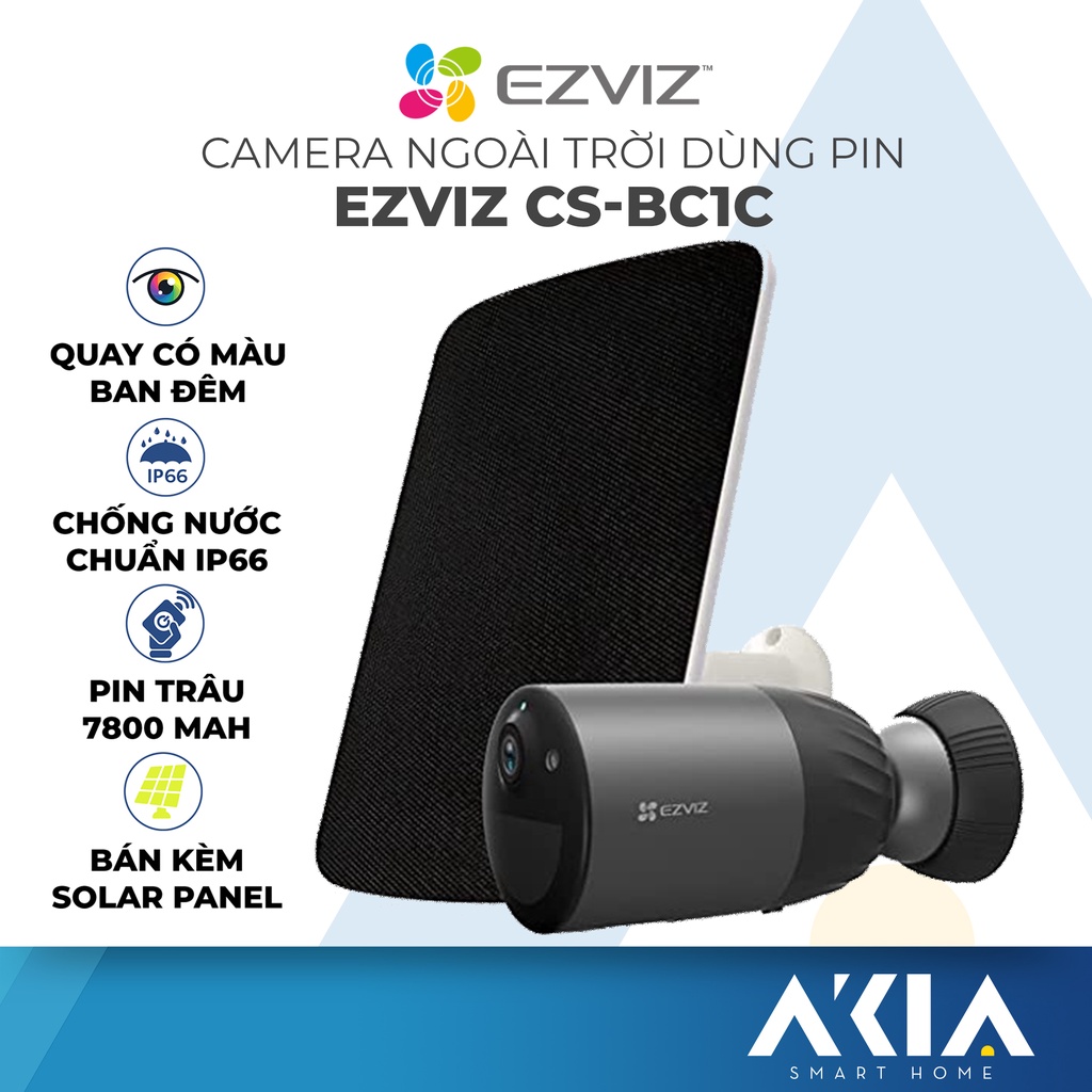 Camera ngoài trời chạy pin Ezviz CS-BC1C - Pin cực trâu 7800 mAh, Quay màu ban đêm, Chống nước IP66, Đàm thoại 2 chiều