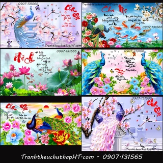 Tranh đính đá - Tranh thêu chữ thập Cha mẹ LV3463 - Chưa thêu