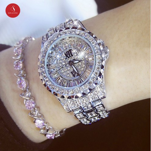 Đồng hồ nữ Bee Sister 1149 đính đá cao cấp 30mm (Bạc/Vàng) + Tặng hộp đựng đồng hồ thời trang & Pin