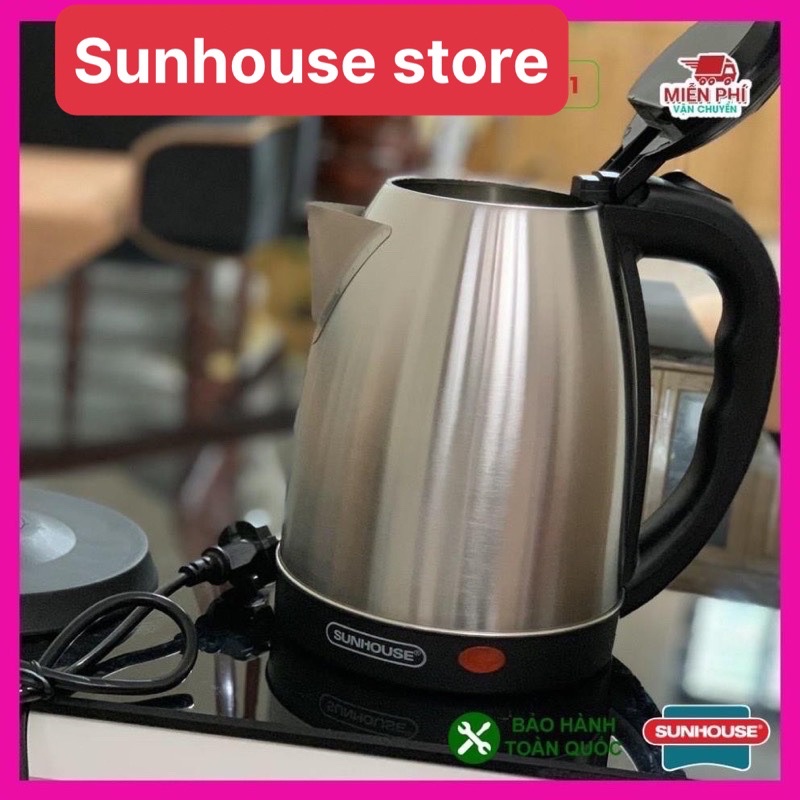 Ấm siêu tốc, Bình đun siêu tốc Sunhouse SHD1182, 1,8 LÍT, inox 2 lớp, đun sôi nhanh, tự động ngắt khi sôi.