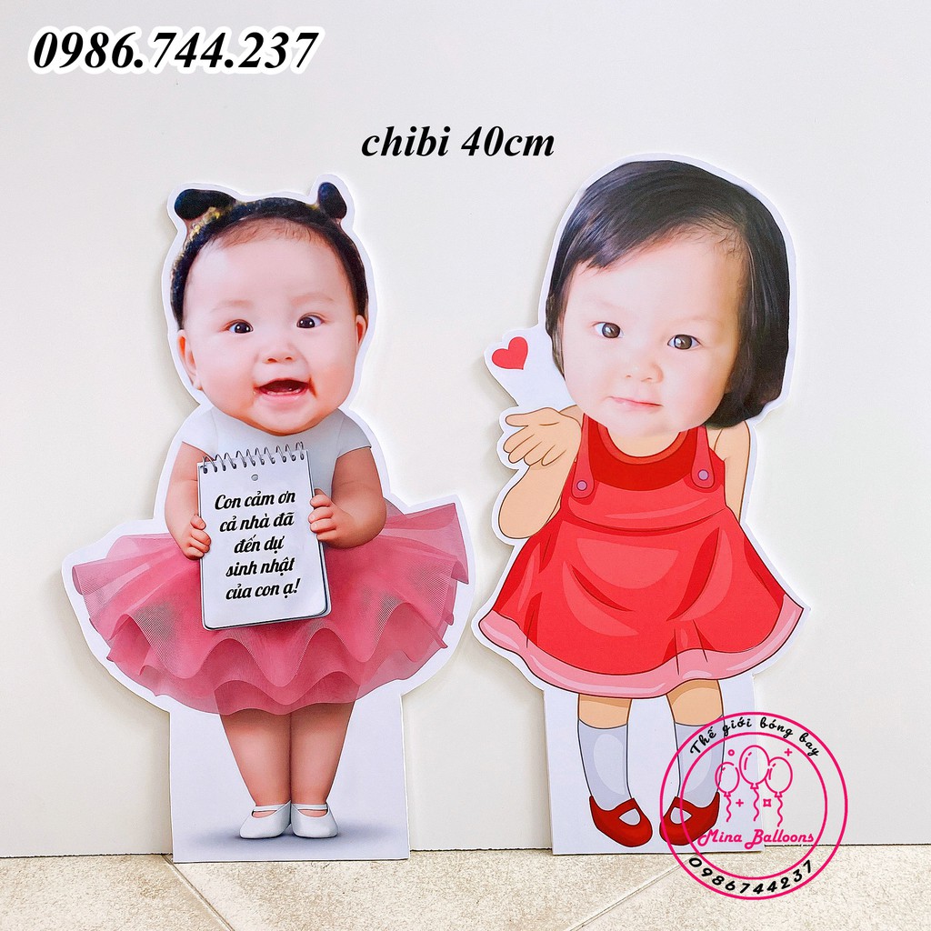 Chibi cỡ to cao 40cm cho bé gái, thiết kế hình Chibi trang trí tiệc sinh nhật