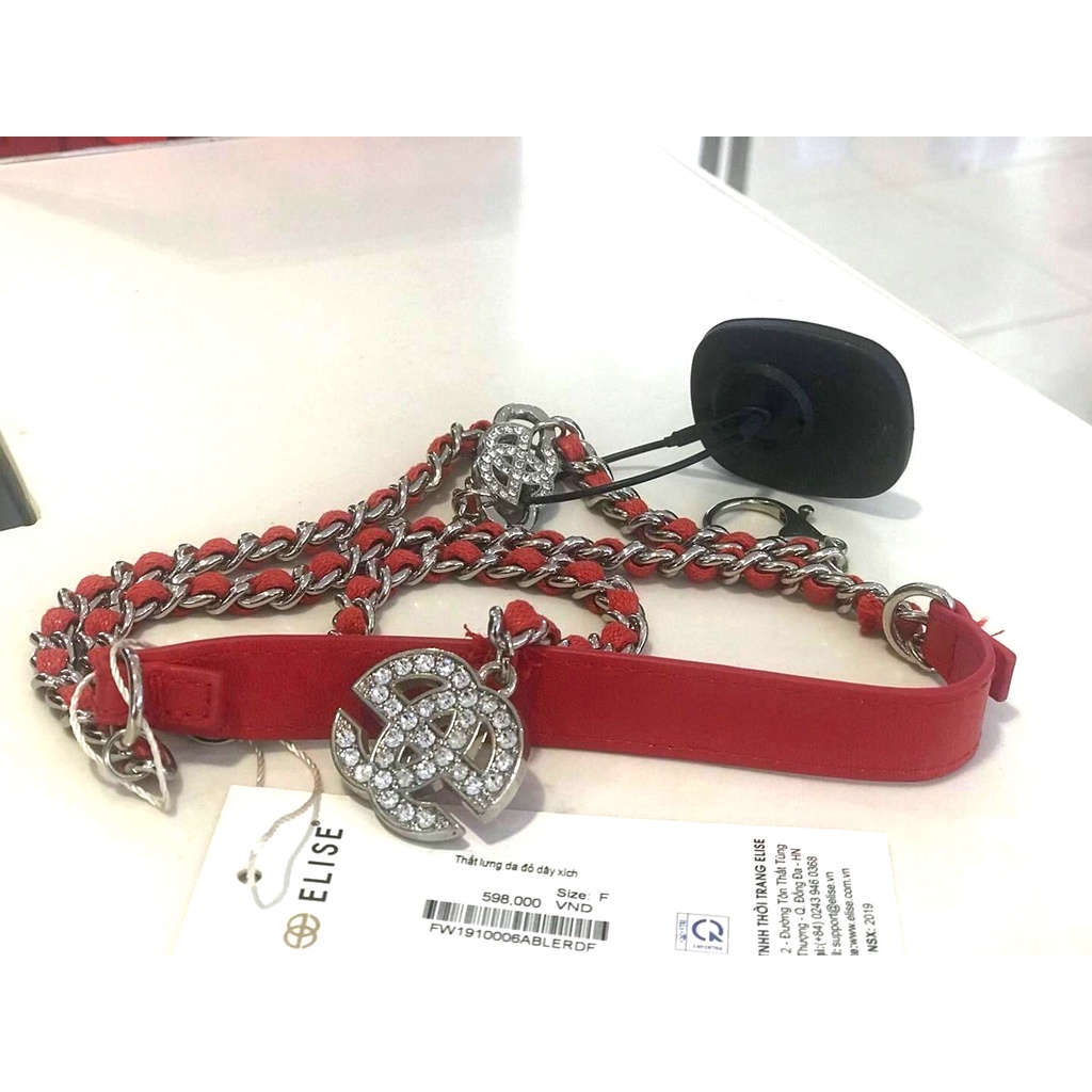Đai Thắt Dây lưng xích phụ kiện hàng hiệu Elise nguyên tag 598K