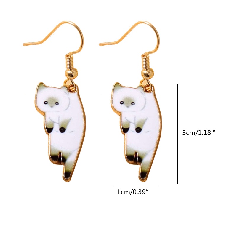 Khuyên Tai Thả Lủng Lẳng Mặt Hình Mèo Hoạt Hình Dễ Thương Cho Nữ
