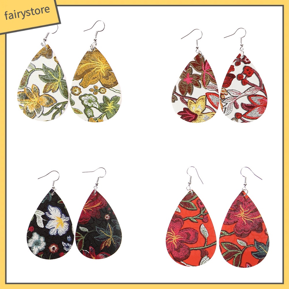 Khuyên tai dáng dài hoạ tiết thêu thời trang cho nữ