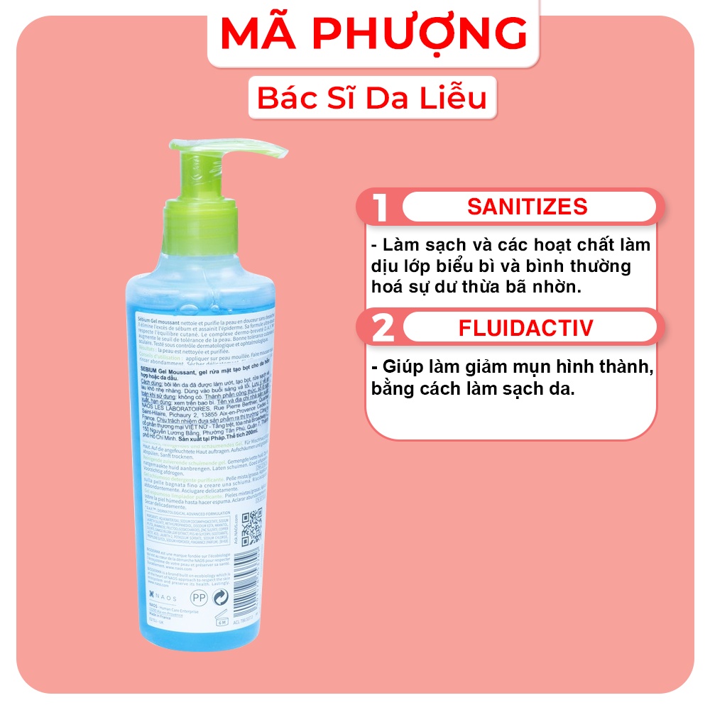 [CÓ BILL] Sữa rửa mặt cho da dầu mụn Bioderma Gel Moussant