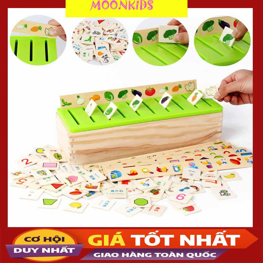 Đồ Chơi Hộp Thả Hình Theo Chủ Đề Bằng Gỗ - Hộp Thả Hình Thẻ Giáo Cụ Montessori