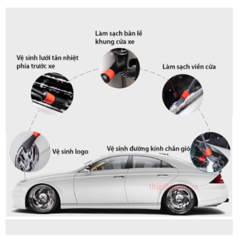 Chổi Cọ Vệ Sinh Xe Ô Tô Xe Máy Đa Năng - Cọ Rửa Khoang Máy, Mâm Xe, Nội Thất