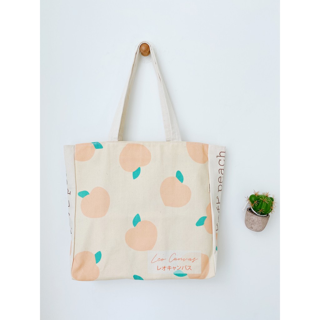 Túi Tote Túi Vải Leo Canvas Gấu Dâu
