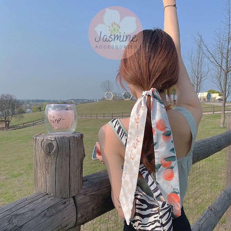 Dây buộc tóc vải lụa thắt nơ dài Hàn Quốc JASMINE.ACCESSORIES Mã CT003