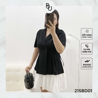 Set áo vest đen xẻ + chân váy trắng BIGSIZE (55kg đến 95kg) - 21SBD01 - [BUstu Bigsize]