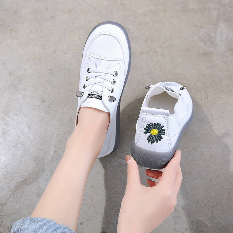 Giày búp bê Nữ 2020 Mùa xuân Mới Jelly Soft Dưới Giày trắng mềm Giày thông thường nhỏ Daisy Giày đơn