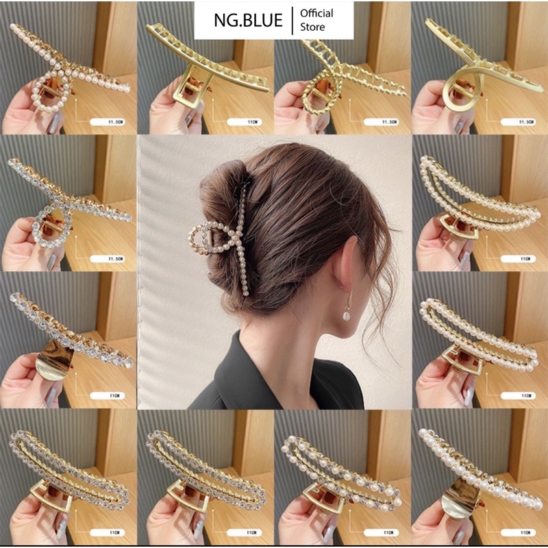 Kẹo càng cua đính ngọc trai phong cách Hàn Quốc, kẹp tóc đính nhọc trai