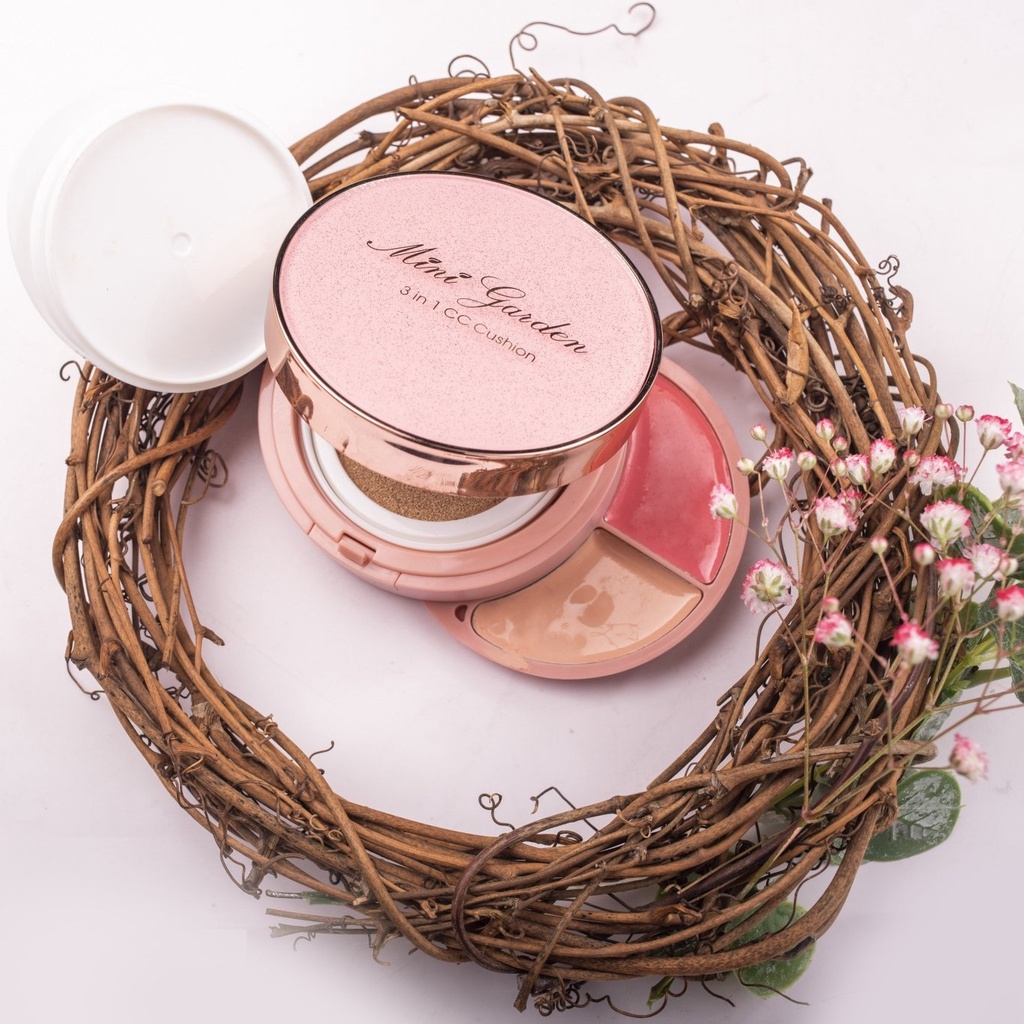 Kem che khuyết điểm - Phấn nước - Phấn má hồng 3 trong 1 CC Cushion SPF 40+ PA+++ 12g bibi90