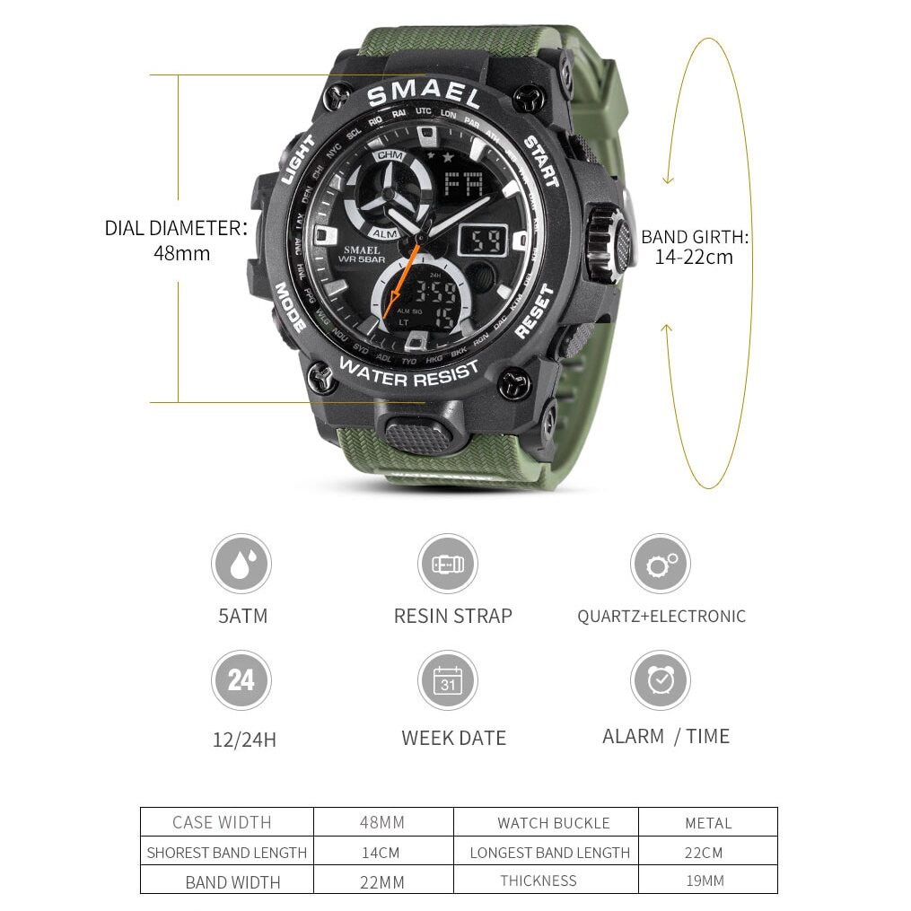 Đồng hồ thể thao nam SMAEL 1545C, đồng hồ đeo tay nam thông minh chống nước đẹp chính hãng - TOP WATCH