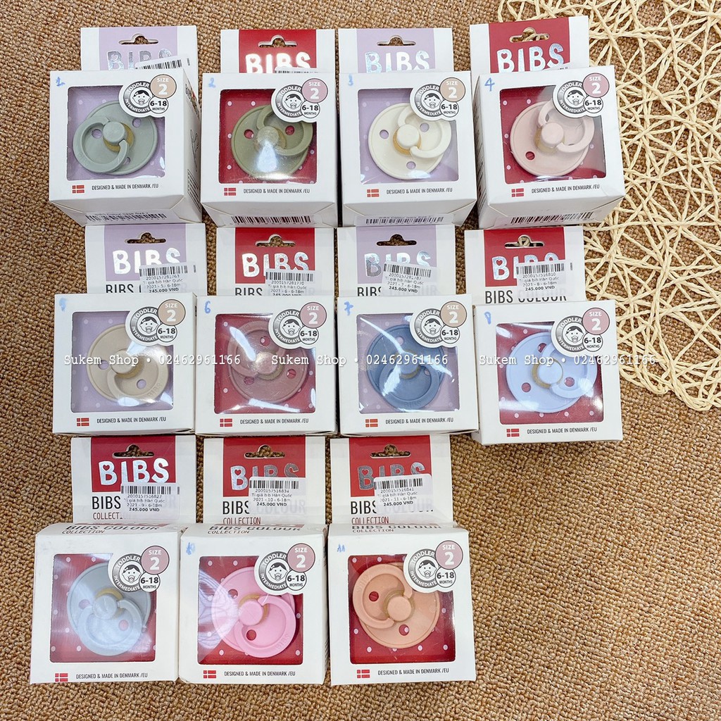 Ti Giả BIBS/Ti Ngậm BIB Đan Mạch Cho Bé 100% Cao Su Thiên Nhiên Siêu Mềm Như Ti Mẹ