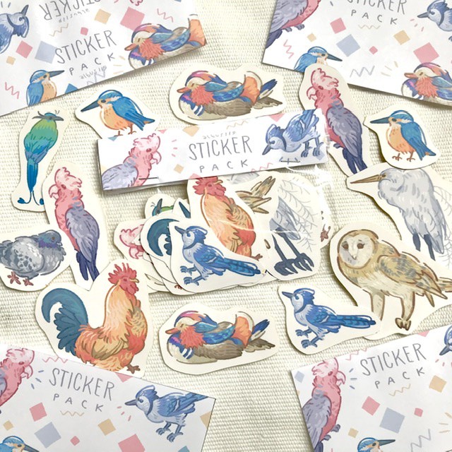 Bird Sticker - Nhãn dán hình 9 loài chim