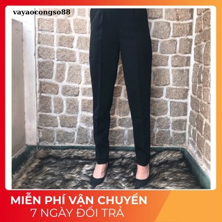 Quần tây nữ công sở lưng cao vải tuyết mưa màu đen đẹp