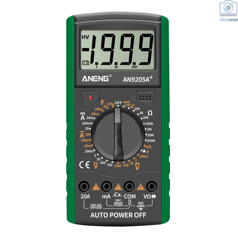 🔨  ANENG DT9205A+ Digital Multimeter 3 1/2 LCD Display 1999 Count Manual Range Universal Meter AC DC Re