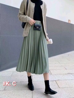 Chân váy xếp ly dài kèm ví