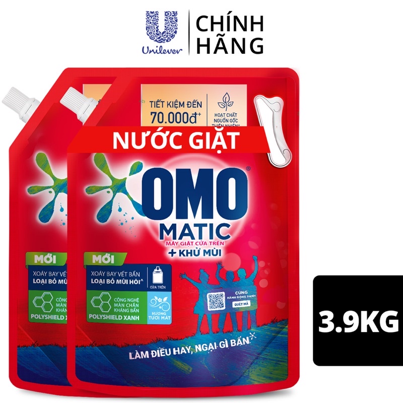 NƯỚC GIẶT OMO MATIC 3,9 kg (máy giặt cửa trên)