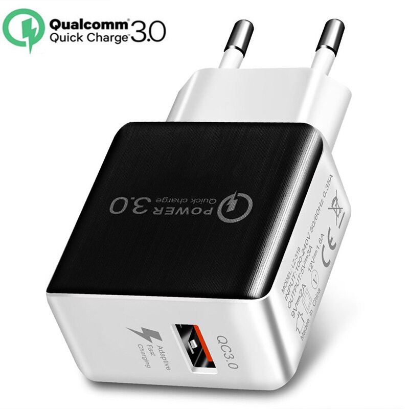 Quick Charge QC3.0 Mobile Phone Charger USB Travel Wall EU Charger Smartphone Fast Charging For iPhone Samsung Xiaomi LG