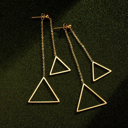 Bông Tai Tòn Ten Dự Tiệc Hình Tam Giác Titan Ko Đen TT 2453