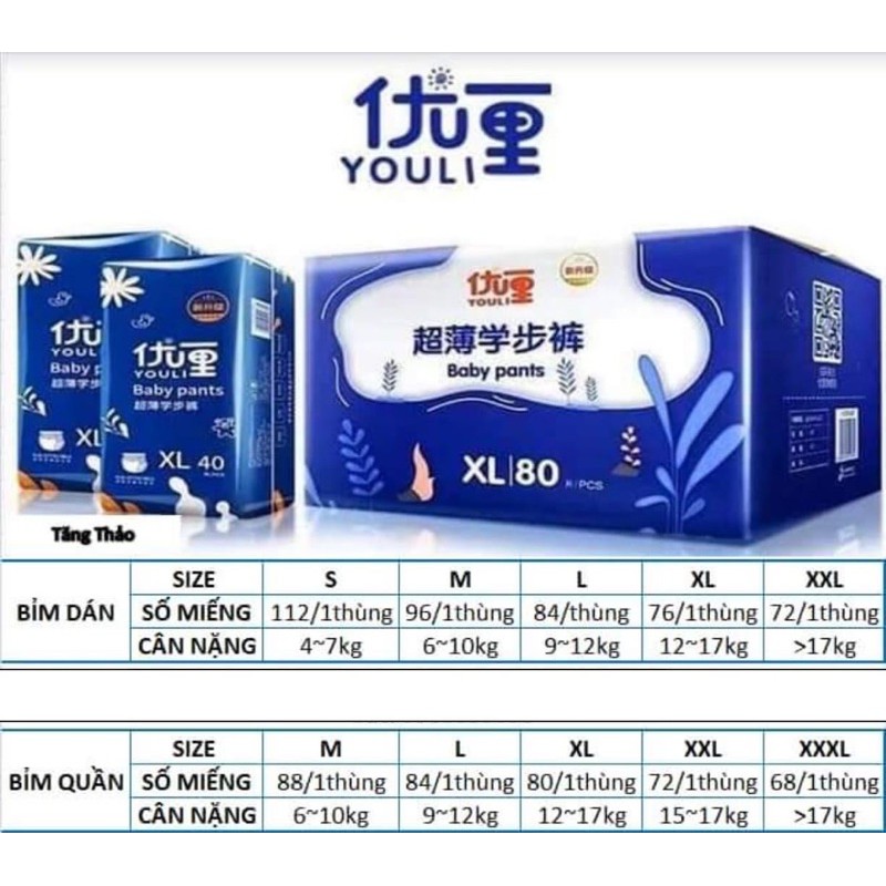 [HCM] Combo 2-3-4 thùng Youli nội địa trung dán/ quần đủ size S108/M96/L84/XL80/XXL72/XXXL68