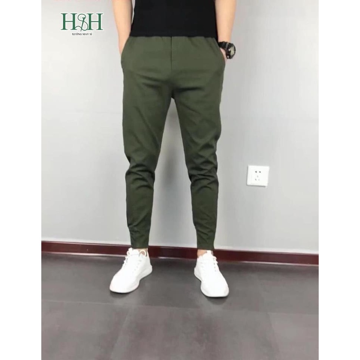 Quần jogger nam phong cách thể thao, chất liệu kaki dầy dặn co giãn H&amp;H