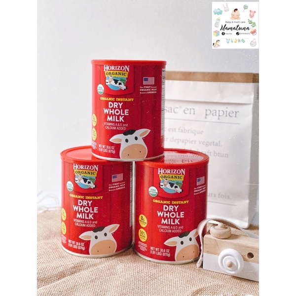 Sữa tươi HORIZON ORGANIC Dry Whole Milk nguyên kem dạng bột 870g hàng Air Mỹ