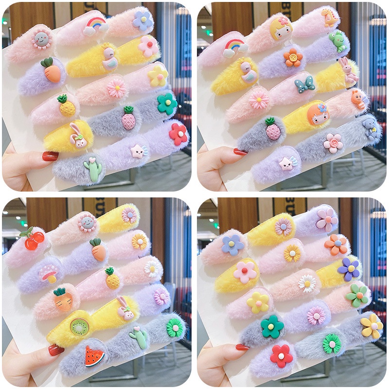 1 Set Kẹp Tóc Bông Dễ Thương Cho Bé Gái