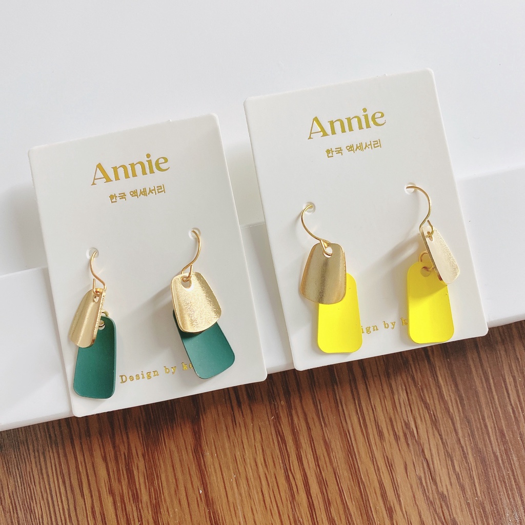 Bông tai hàn quốc nhiều màu phong cách retro cổ điển ANNIE -  A40