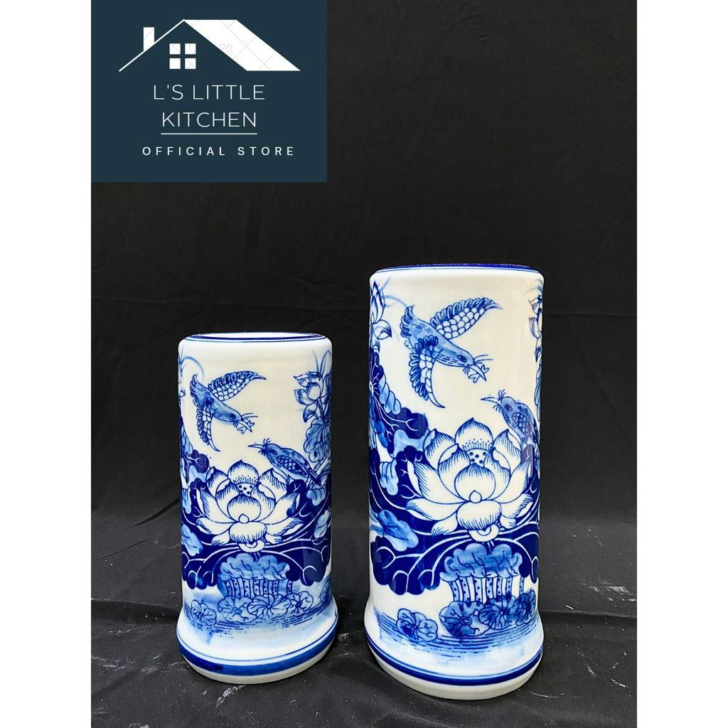 Ống Cắm Hương, Lọ Đựng Hương Bàn Thờ Men Lam Bát Tràng Cao Cấp